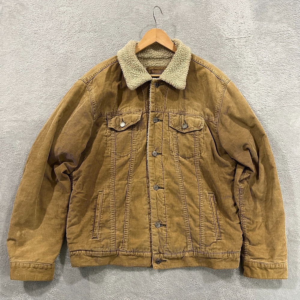 Gap Jacket Mens Large Corduroy‎ Sherpa Lined Trucker Y2K 90s Chore Barn Stretch